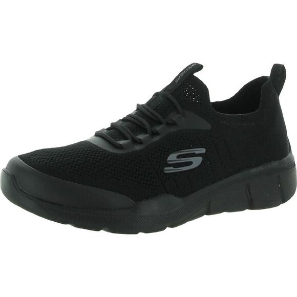 Skechers Men's Memory Foam Mesh Knit Bungee Lace Athletic Sneaker Black Comfort - Picture 1 of 5